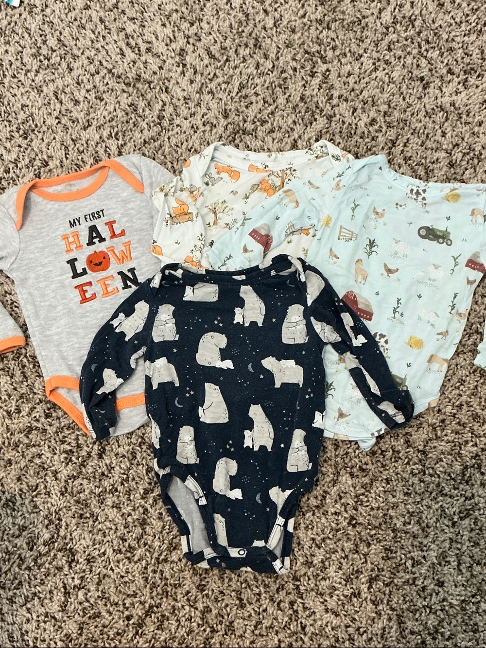 Bundle of 3-6 month long sleeve bodysuits